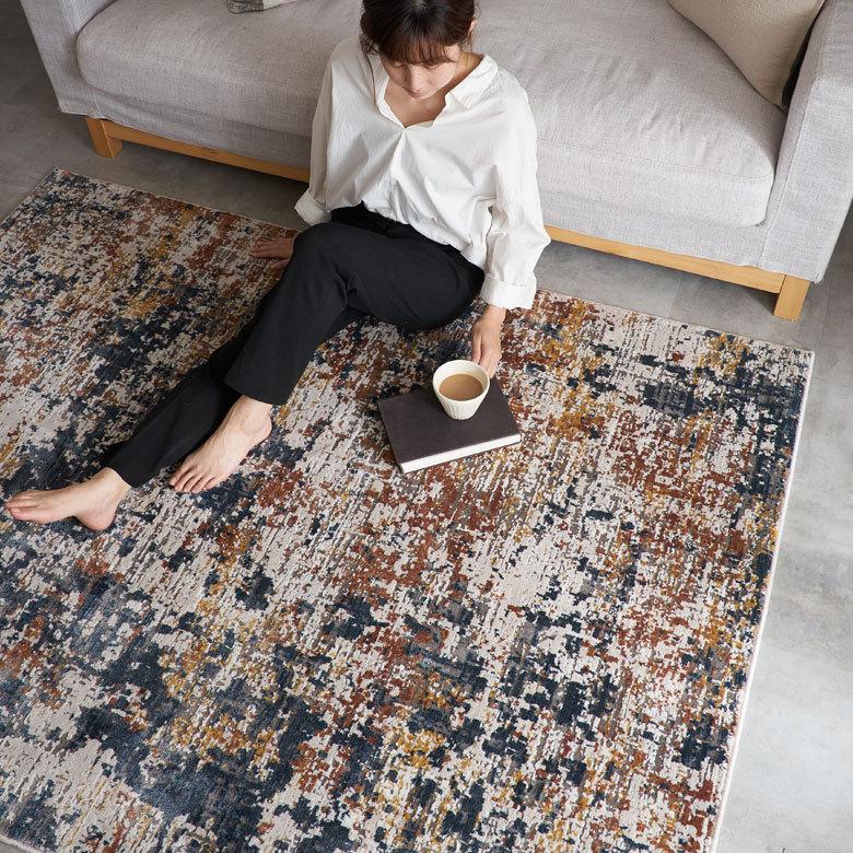 ELEMENTS ラグ マット エジプト ペルシャ 絨毯 風 ウィルトン織り