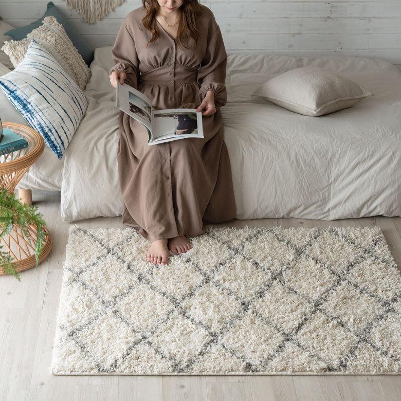 ラグ マット 100×140cm エジプト製 ベニオワレン風 モロッカン カーペット おしゃれ 長方形 じゅうたん 絨毯 カーペット シャギー 西海岸 リゾート eg84230 | ELEMENTS（インテリア） | 06