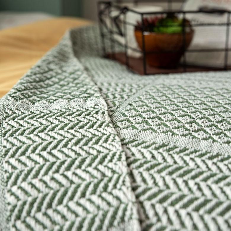 ブランケット ひざ掛け 約130×170cm 膝掛け ニットブランケット 毛布 大判 グリーン ジオメトリック柄 ダイヤモンド柄 肩掛 インド綿 コットン 防寒 f-3440 | ELEMENTS（インテリア） | 12