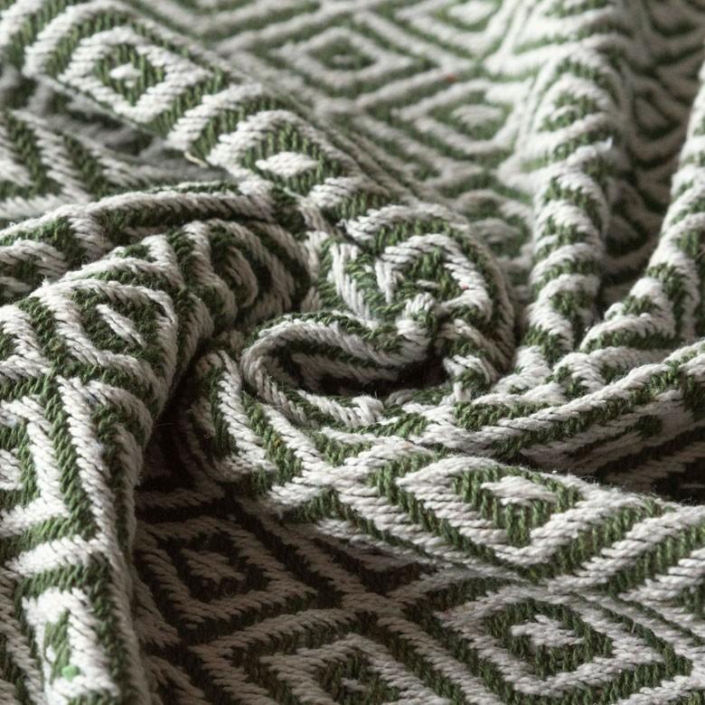 ブランケット ひざ掛け 約130×170cm 膝掛け ニットブランケット 毛布 大判 グリーン ジオメトリック柄 ダイヤモンド柄 肩掛 インド綿 コットン 防寒 f-3440 | ELEMENTS（インテリア） | 13
