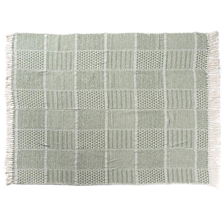 ブランケット ひざ掛け 約130×170cm 膝掛け ニットブランケット 毛布 大判 グリーン ジオメトリック柄 ダイヤモンド柄 肩掛 インド綿 コットン 防寒 f-3440 | ELEMENTS（インテリア） | 17