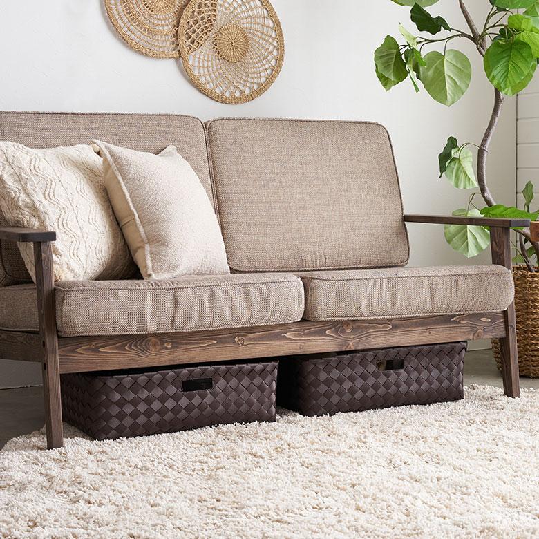 かご バスケット 洗える 持ち手付 フェイク シダー 白樺風 ポリエチレン 浅型 丸洗い 収納 ボックス ワイド カラー インナー おしゃれ 北欧 雑貨 西海岸 f-66 | ELEMENTS（インテリア） | 10