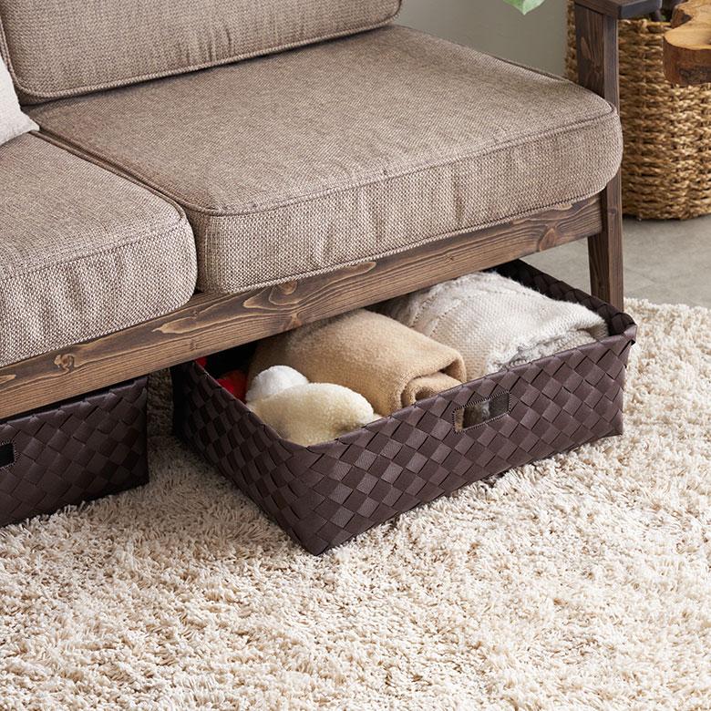 かご バスケット 洗える 持ち手付 フェイク シダー 白樺風 ポリエチレン 浅型 丸洗い 収納 ボックス ワイド カラー インナー おしゃれ 北欧 雑貨 西海岸 f-66 | ELEMENTS（インテリア） | 11