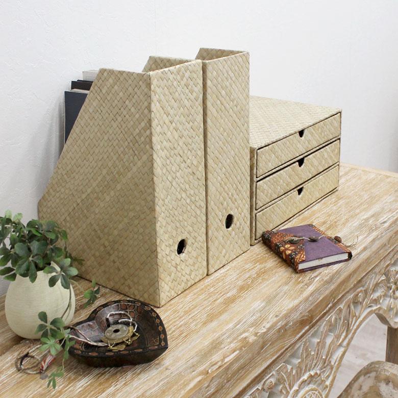 ファイル収納 ファイルスタンド ファイル ボックス パンダン 2色展開 ブック スタンド 収納 A4 縦型 マガジン ナチュラル デスク 雑貨 アジア工房 fb-1171 | ブランド登録なし | 01