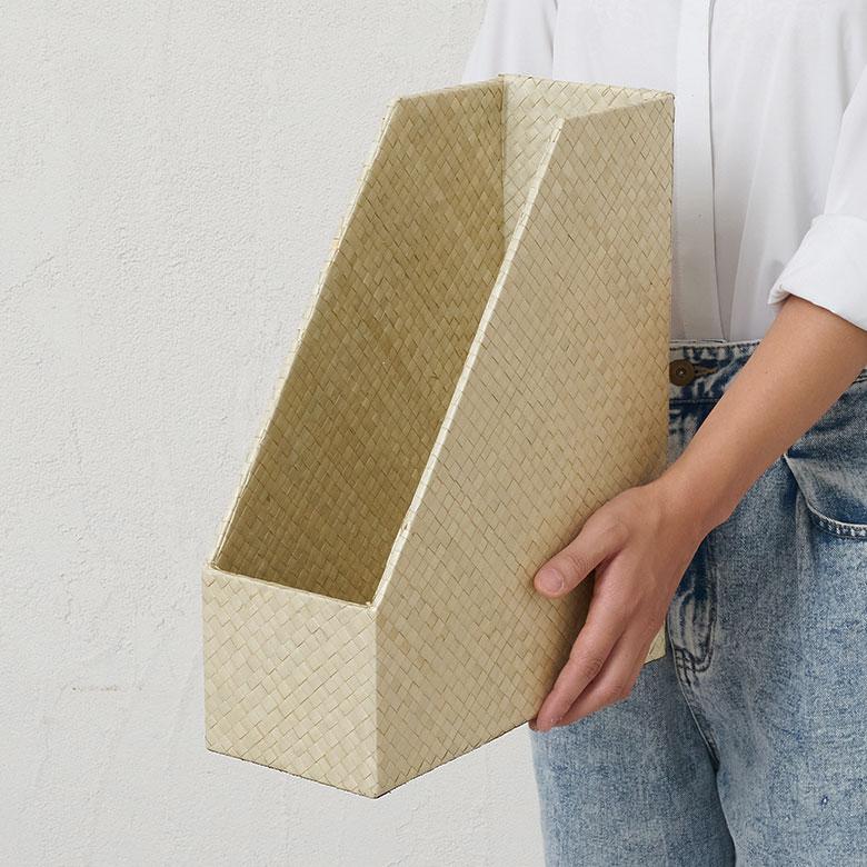 ファイル収納 ファイルスタンド ファイル ボックス パンダン 2色展開 ブック スタンド 収納 A4 縦型 マガジン ナチュラル デスク 雑貨 アジア工房 fb-1171 | ブランド登録なし | 06