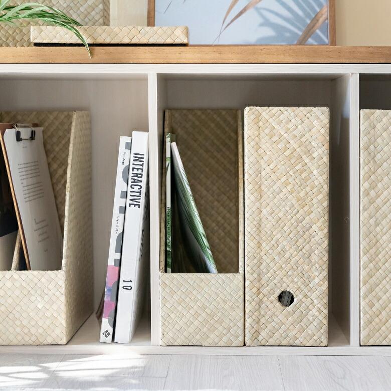 ファイル収納 ファイルスタンド ファイル ボックス パンダン 2色展開 ブック スタンド 収納 A4 縦型 マガジン ナチュラル デスク 雑貨 アジア工房 fb-1171 | ブランド登録なし | 05