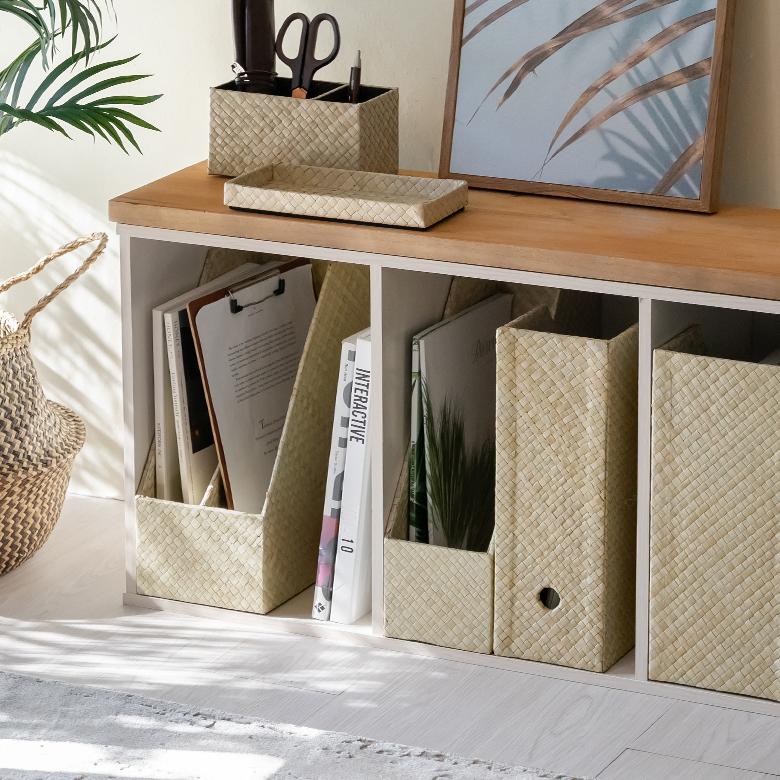 パンダンで出来たブックスタンドボックス 2色展開 A4縦型 間仕切り2分割 アジア工房 fb-117 | ブランド登録なし | 17