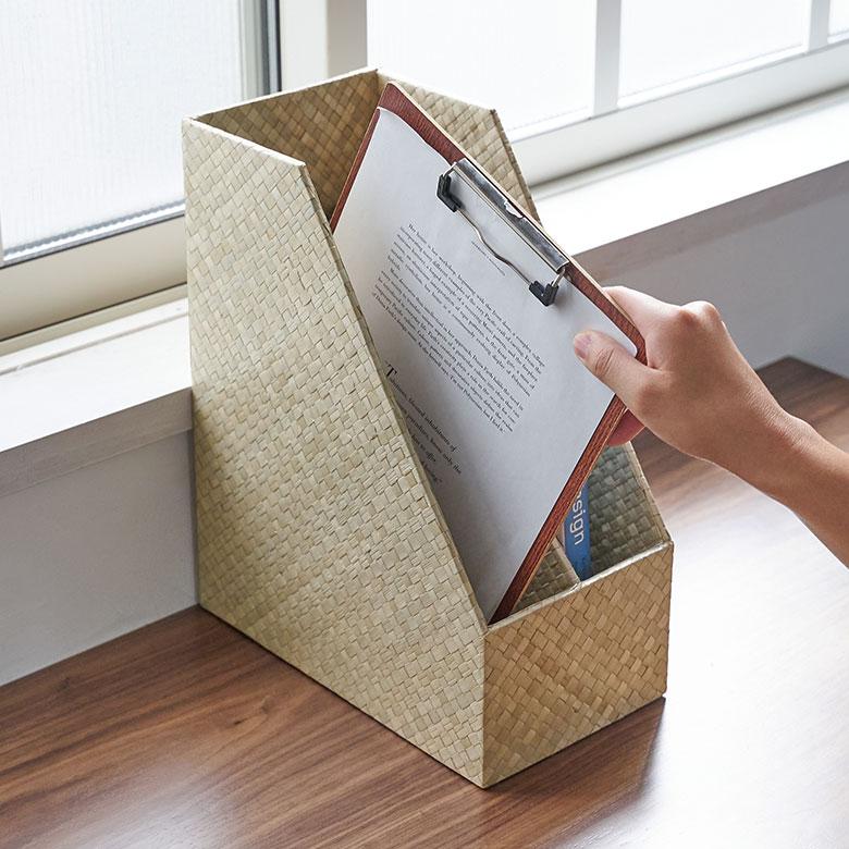 パンダンで出来たブックスタンドボックス 2色展開 A4縦型 間仕切り2分割 アジア工房 fb-117 | ブランド登録なし | 04