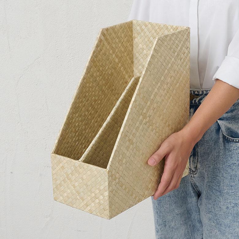 パンダンで出来たブックスタンドボックス 2色展開 A4縦型 間仕切り2分割 アジア工房 fb-117 | ブランド登録なし | 05