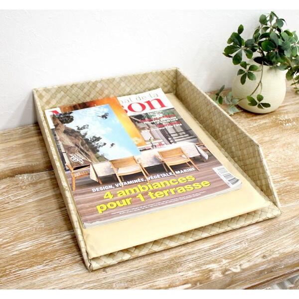 パンダンで出来たA4ファイルトレイ デスクトレイ 2色展開 アジア工房 ft-1171 | ブランド登録なし | 02