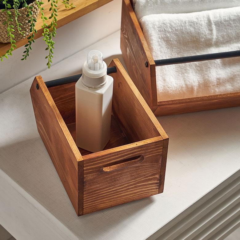 ウッドコンテナボックス Sサイズ 収納 引き出し 木製 スタッキング 3色展開 アンティーク オープン 持ち手付き ヴィンテージ アメリカン インダストリアル h-6 | ELEMENTS（インテリア） | 08