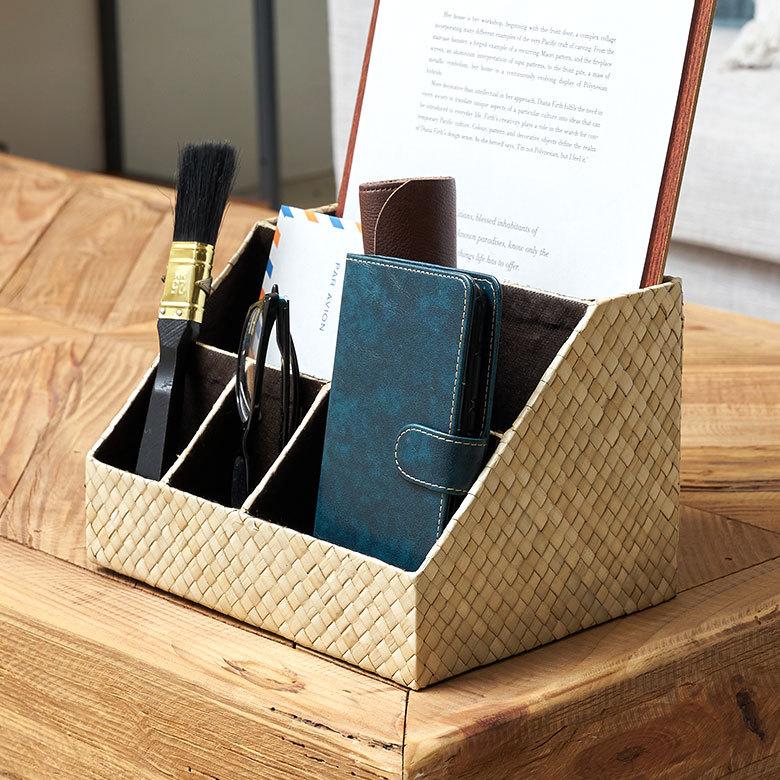 パンダン製 マルチ 収納 スタンド 間仕切り6分割 リモコン スタンド 立て 小物 入れ ラック 整理 ボックス インテリア おしゃれ デスク 机 化粧品 西海岸 l-1172 | ELEMENTS（インテリア）