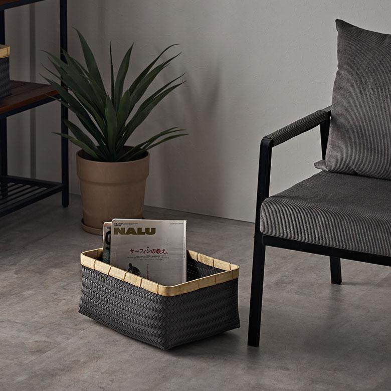 バスケット Lサイズ かご 27.6L バンブー 竹 プラスチック ランドリー 耐水 収納 洗濯物 荷物 入れ おしゃれ 北欧 雑貨 インテリア リゾート 西海岸 l-14065 | ELEMENTS（インテリア） | 10