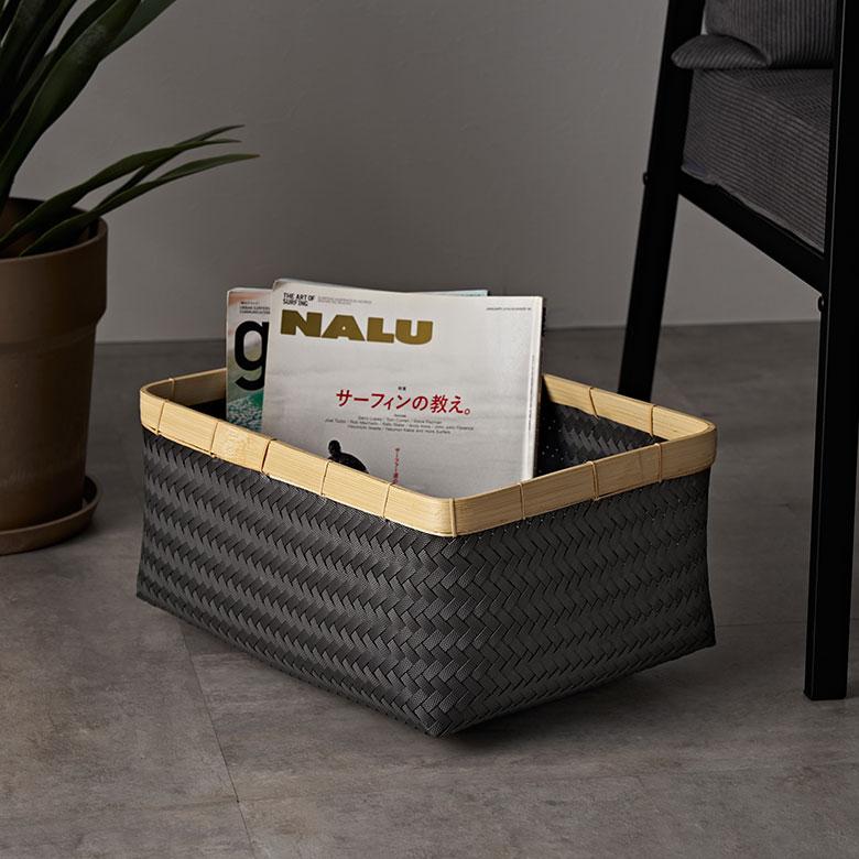 バスケット Lサイズ かご 27.6L バンブー 竹 プラスチック ランドリー 耐水 収納 洗濯物 荷物 入れ おしゃれ 北欧 雑貨 インテリア リゾート 西海岸 l-14065 | ELEMENTS（インテリア） | 18
