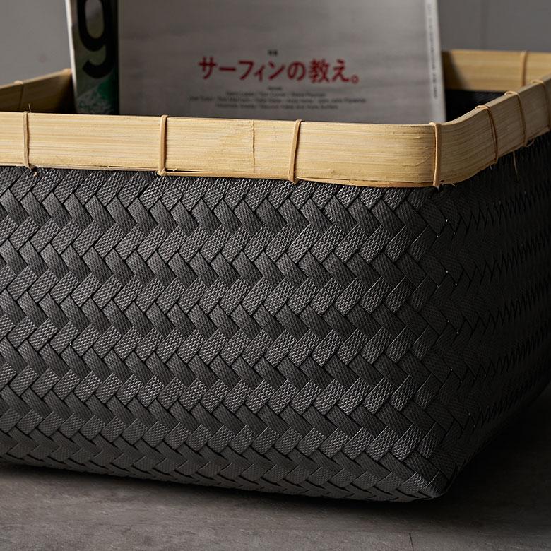 バスケット Lサイズ かご 27.6L バンブー 竹 プラスチック ランドリー 耐水 収納 洗濯物 荷物 入れ おしゃれ 北欧 雑貨 インテリア リゾート 西海岸 l-14065 | ELEMENTS（インテリア） | 01
