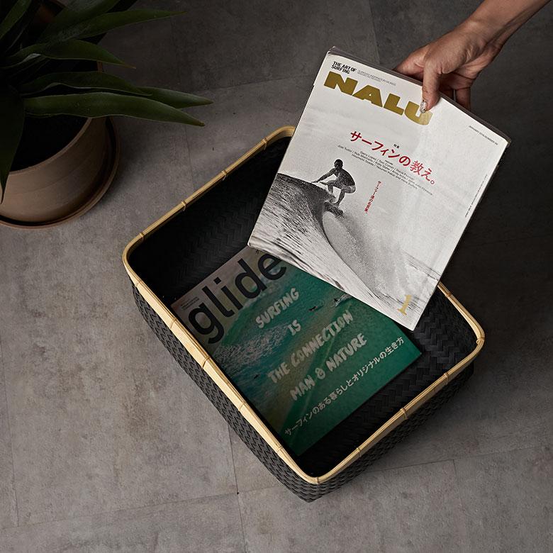 バスケット Lサイズ かご 27.6L バンブー 竹 プラスチック ランドリー 耐水 収納 洗濯物 荷物 入れ おしゃれ 北欧 雑貨 インテリア リゾート 西海岸 l-14065 | ELEMENTS（インテリア） | 06