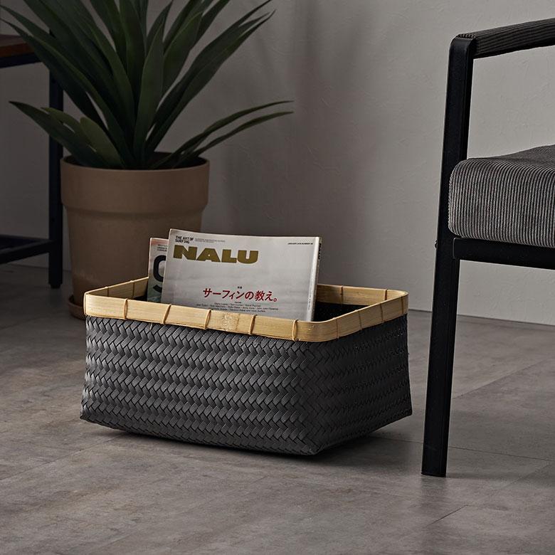 バスケット Lサイズ かご 27.6L バンブー 竹 プラスチック ランドリー 耐水 収納 洗濯物 荷物 入れ おしゃれ 北欧 雑貨 インテリア リゾート 西海岸 l-14065 | ELEMENTS（インテリア） | 07