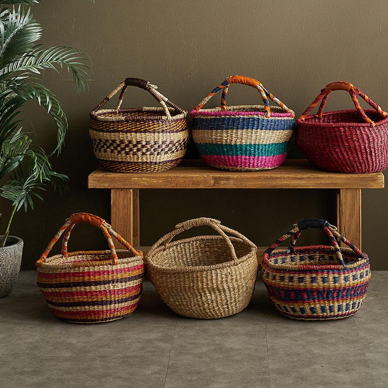 １点モノ★ヴィンテージ★天然素材のバスケットバッグナチュラルインテリア収納 1点モノ☆ヴィンテージ☆天然素材のバスケットバッグナチュラル