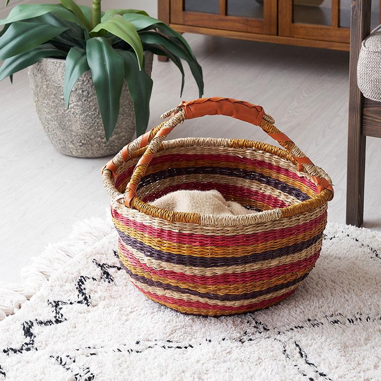 ELEMENTS（インテリア） かご バスケット 持ち手 付き