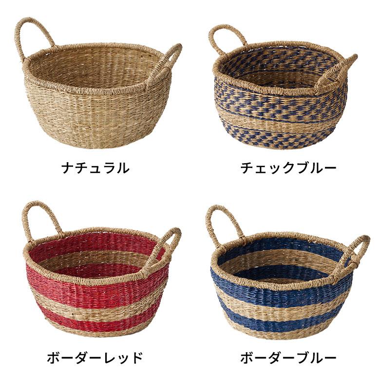 かご バスケット 持ち手 付き シーグラス Lサイズ ナチュラル 収納 荷物 入れ 衣類 おもちゃ 丸型 おしゃれ 北欧 西海岸 雑貨 l-vn5 | ELEMENTS（インテリア） | 13