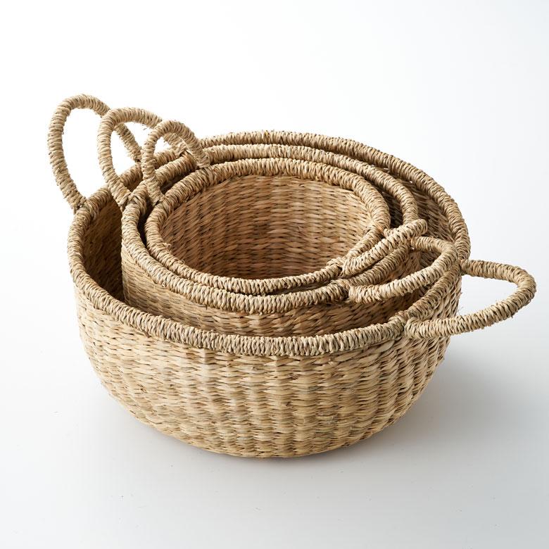 ELEMENTS（インテリア） かご バスケット 持ち手 付き