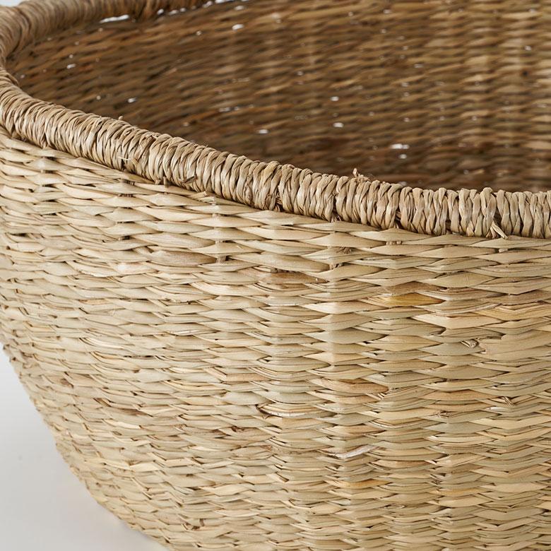 かご バスケット 持ち手 付き シーグラス Lサイズ ナチュラル 収納 荷物 入れ 衣類 おもちゃ 丸型 おしゃれ 北欧 西海岸 雑貨 l-vn5 | ELEMENTS（インテリア） | 03