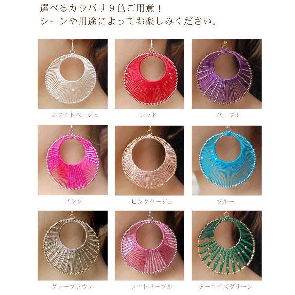 シルク糸とビーズのラウンドピアスＬサイズ l302 | ブランド登録なし | 02