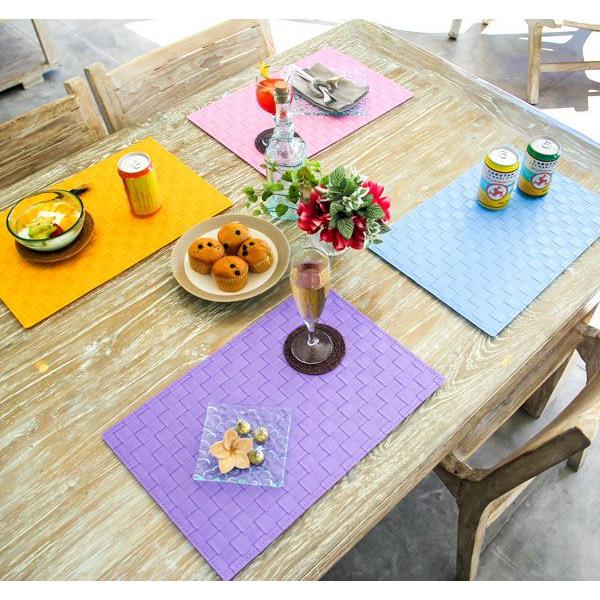 プレイスマット ランチマット ランチョンマット スクエア キッズ 子供 パーティー 水洗い 1枚 4枚セット 全15色 lm-602 | ブランド登録なし | 03