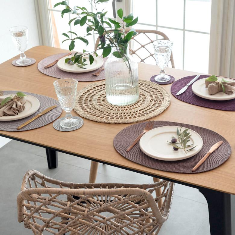 ランチョンマット オーバル 4枚セット プレースマット テーブルウェア 水洗い 和 モダン グレイッシュ 全7色 キッチン用品 Riche リッシュ lm-67002 | ELEMENTS（インテリア） | 24