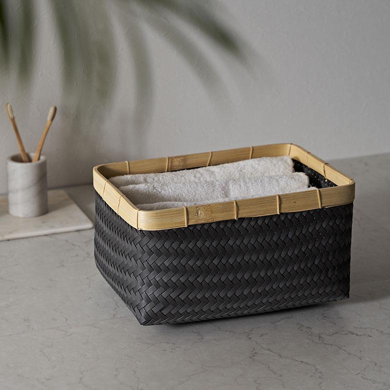 バスケット Mサイズ かご 16L バンブー 竹 プラスチック ランドリー 耐水 収納 洗濯物 荷物 入れ おしゃれ 北欧 雑貨 インテリア リゾート 西海岸 m-14065 | ELEMENTS（インテリア） | 18