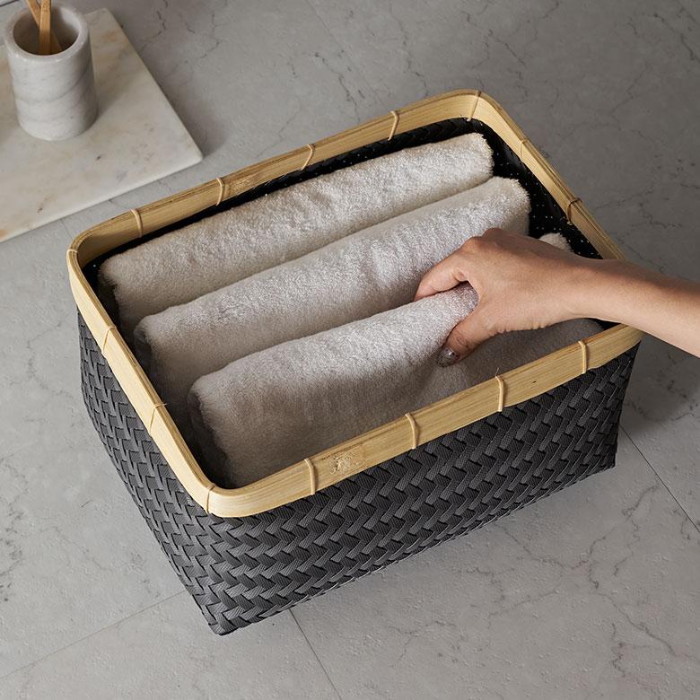 ELEMENTS バスケット Mサイズ かご 16L バンブー 竹 プラスチック