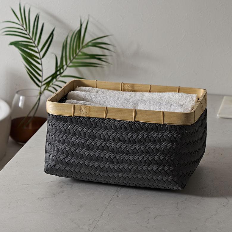 バスケット Mサイズ かご 16L バンブー 竹 プラスチック ランドリー 耐水 収納 洗濯物 荷物 入れ おしゃれ 北欧 雑貨 インテリア リゾート 西海岸 m-14065 | ELEMENTS（インテリア） | 09