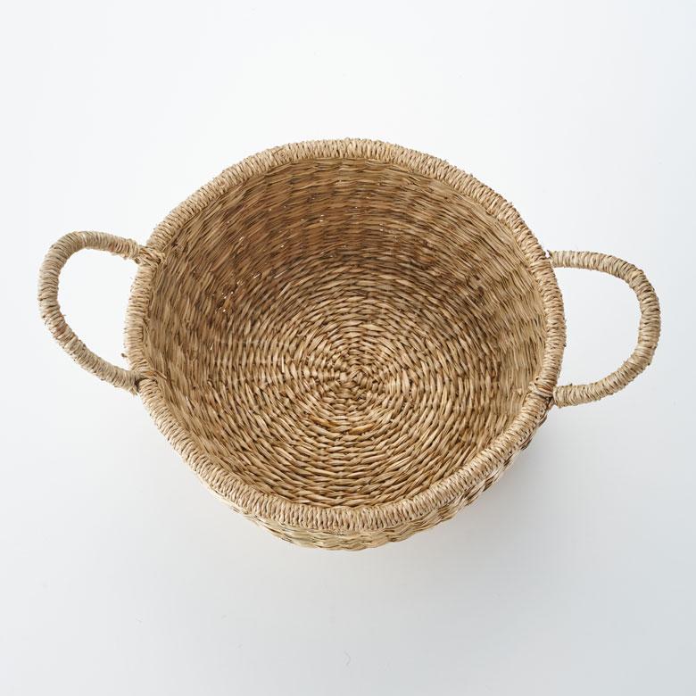 かご バスケット 持ち手 付き シーグラス Mサイズ ナチュラル 収納 荷物 入れ 衣類 おもちゃ 丸型 おしゃれ 北欧 西海岸 雑貨 m-vn50 | ELEMENTS（インテリア） | 15