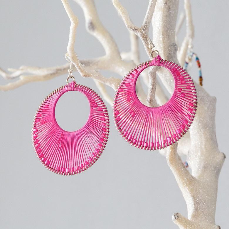 ピアス ピンク ビーズ ラウンド アジアン エスニック おしゃれ 夏 レディース 揺れる ハンドメイド m302 | ブランド登録なし | 05