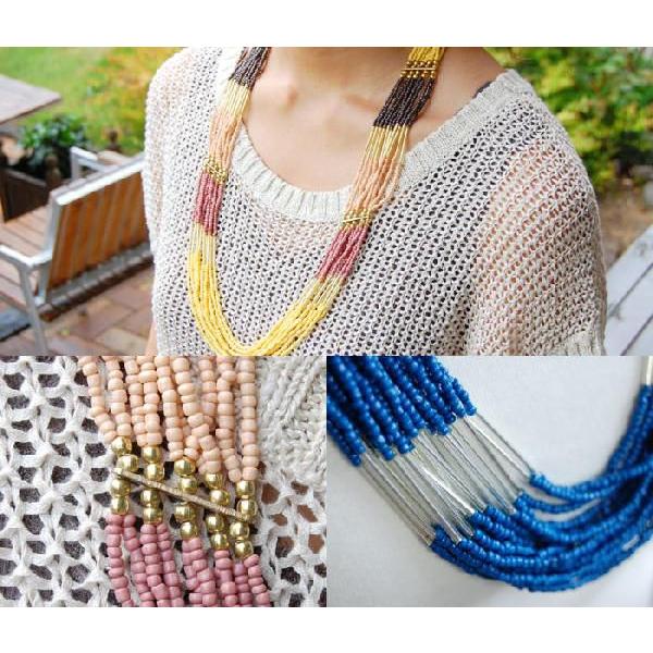 ロングビーズとボールビーズの多連ネックレス 2色展開 n302 | ブランド登録なし | 01