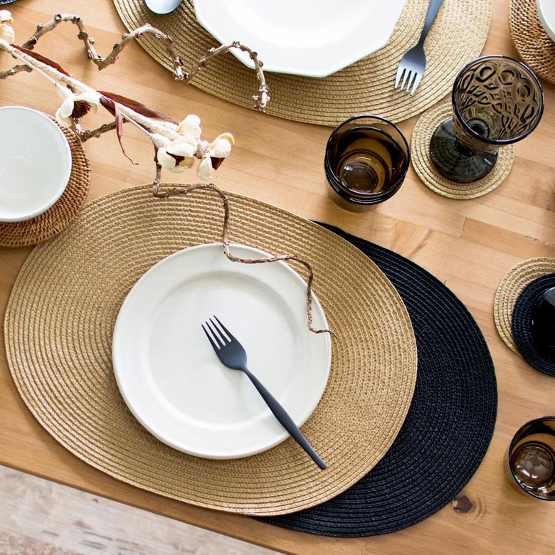 ランチョンマット おしゃれ ランチマット 水洗い モダン エスニック アジア雑貨 オーバル 楕円形 1枚 全5色 キッチン用品 o-602 | ELEMENTS（インテリア） | 08