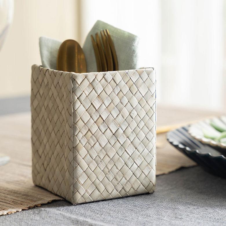 ペン スタンド 立て パンダン 天然 素材 ナチュラル シンプル 約 W 7.5cm D 7.5cm H 10cm 収納 カトラリー 卓上 デスク p-117 | ブランド登録なし | 11