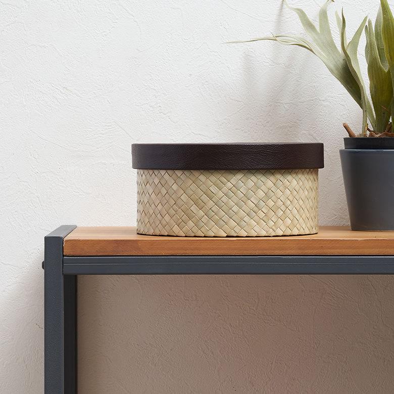 パンダン製 フタ付き ラウンド ボックス Mサイズ 小物 入れ 収納 おもちゃ 整理 用品 収納箱 インテリア ボックス おしゃれ 入れ物 ナチュラル バリ 雑貨 pb-117 | ELEMENTS（インテリア） | 02