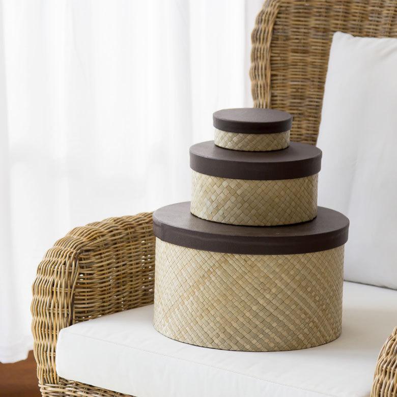 パンダン製 フタ付き ラウンド ボックス Mサイズ 小物 入れ 収納 おもちゃ 整理 用品 収納箱 インテリア ボックス おしゃれ 入れ物 ナチュラル バリ 雑貨 pb-117 | ELEMENTS（インテリア） | 14