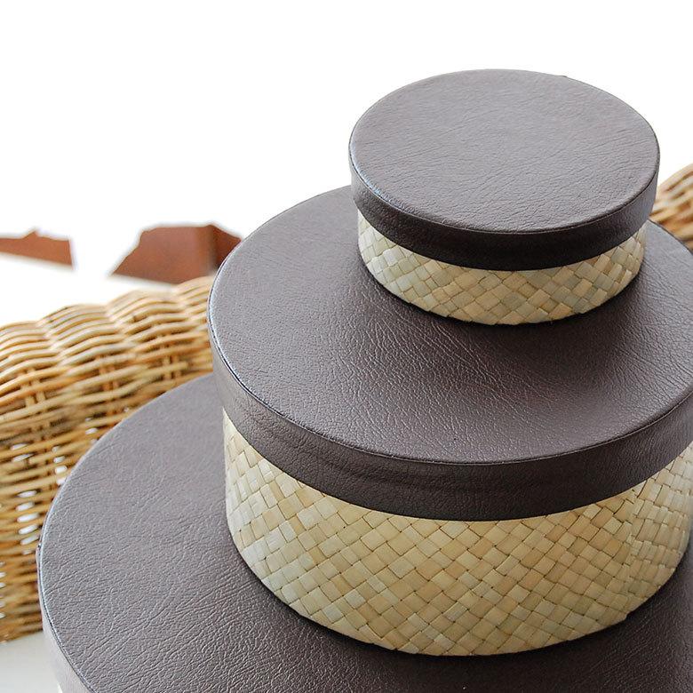 パンダン製 フタ付き ラウンド ボックス Mサイズ 小物 入れ 収納 おもちゃ 整理 用品 収納箱 インテリア ボックス おしゃれ 入れ物 ナチュラル バリ 雑貨 pb-117 | ELEMENTS（インテリア） | 03