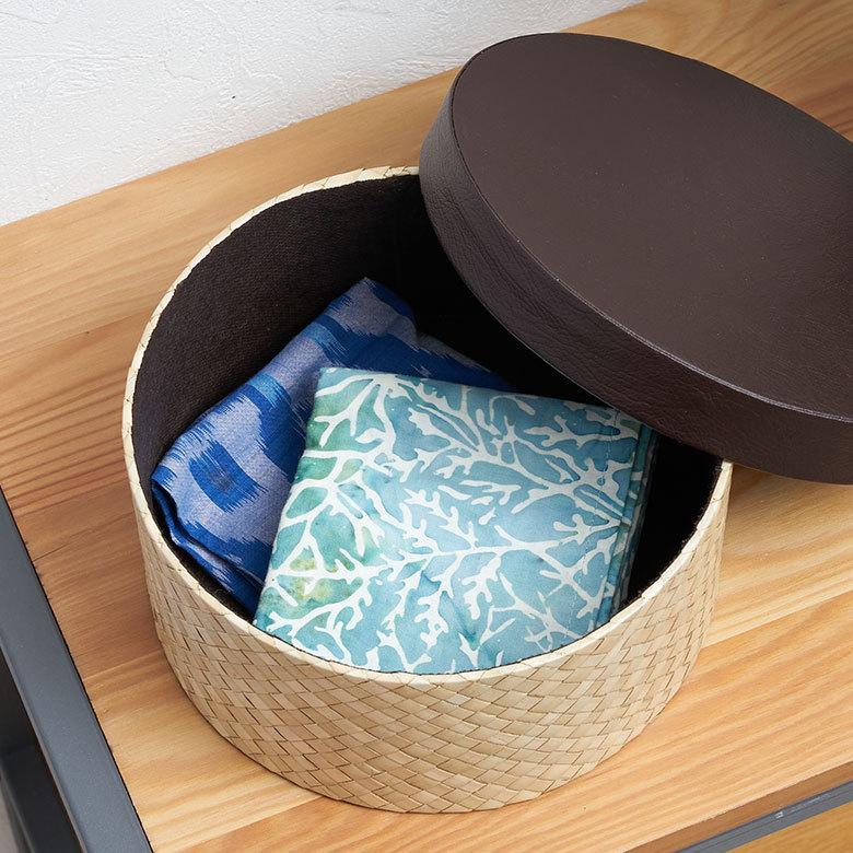 パンダン製 フタ付き ラウンド ボックス Mサイズ 小物 入れ 収納 おもちゃ 整理 用品 収納箱 インテリア ボックス おしゃれ 入れ物 ナチュラル バリ 雑貨 pb-117 | ELEMENTS（インテリア） | 05