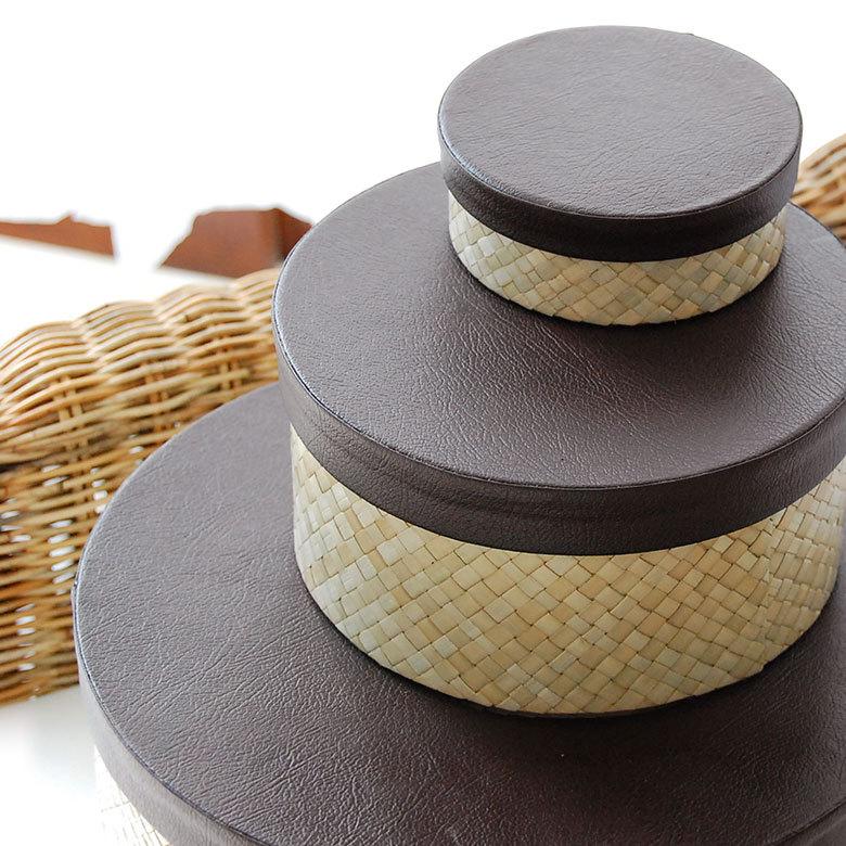 パンダン製 フタ付き ラウンド ボックス Lサイズ 小物 入れ 収納 おもちゃ 整理 用品 収納箱 インテリア ボックス おしゃれ 入れ物 ナチュラル バリ 雑貨  pb-11 | ELEMENTS（インテリア） | 03