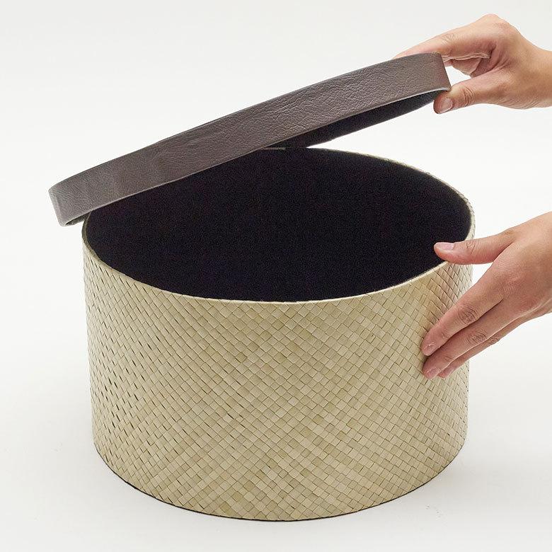 パンダン製 フタ付き ラウンド ボックス Lサイズ 小物 入れ 収納 おもちゃ 整理 用品 収納箱 インテリア ボックス おしゃれ 入れ物 ナチュラル バリ 雑貨  pb-11 | ELEMENTS（インテリア） | 04