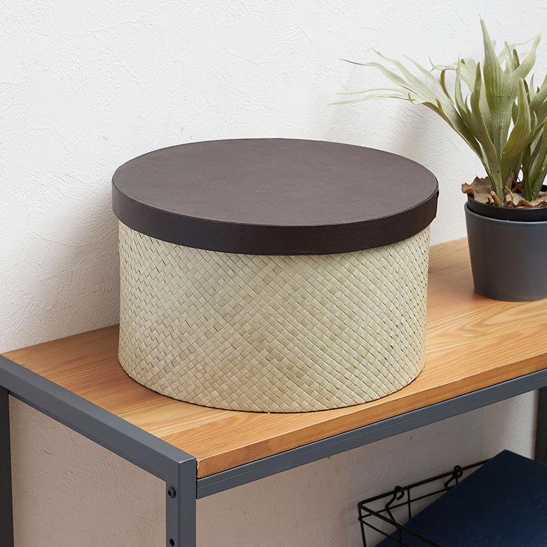 パンダン製 フタ付き ラウンド ボックス Lサイズ 小物 入れ 収納 おもちゃ 整理 用品 収納箱 インテリア ボックス おしゃれ 入れ物 ナチュラル バリ 雑貨  pb-11 | ELEMENTS（インテリア） | 09