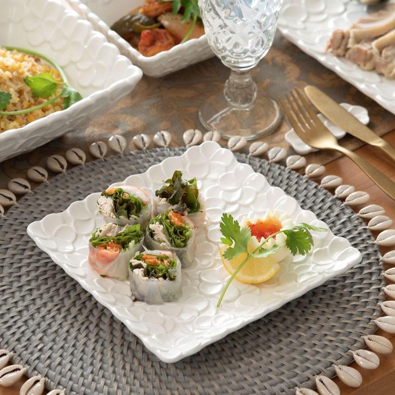 プレート 皿 中皿 角皿 小皿 食器 約17.8cm 正方形 陶器 プルメリア パーティー アジアン雑貨 pl10-668 | ブランド登録なし | 16