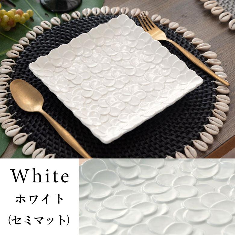 プレート 皿 中皿 角皿 小皿 食器 約17.8cm 正方形 陶器 プルメリア パーティー アジアン雑貨 pl10-668 | ブランド登録なし | 04