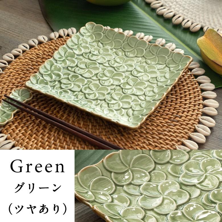 プレート 皿 中皿 角皿 小皿 食器 約17.8cm 正方形 陶器 プルメリア パーティー アジアン雑貨 pl10-668 | ブランド登録なし | 05