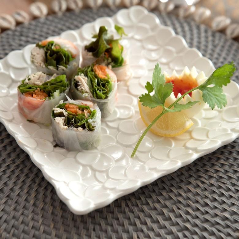 プレート 皿 中皿 角皿 小皿 食器 約17.8cm 正方形 陶器 プルメリア パーティー アジアン雑貨 pl10-668 | ブランド登録なし | 07