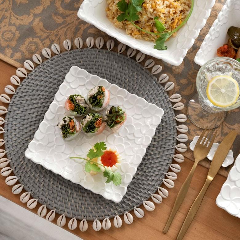 プレート 皿 中皿 角皿 小皿 食器 約17.8cm 正方形 陶器 プルメリア パーティー アジアン雑貨 pl10-668 | ブランド登録なし | 11