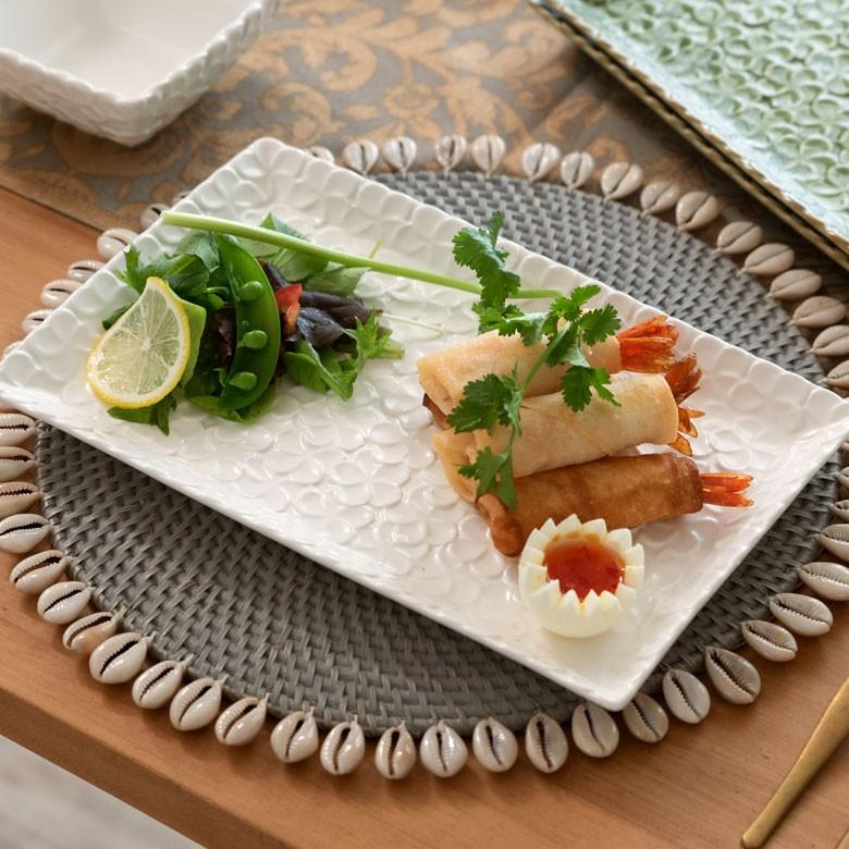 平皿 角皿 陶器 長方形 約28×18cm プレート 食器 和食器 プルメリア シンプル おしゃれ アジア雑貨 pl4-668 | ブランド登録なし | 13